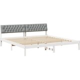  Okvir kreveta s uzglavljem Bijela i svijetlosiva 200 x 200 cm | shoptok.hr