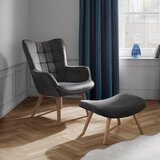Bessagi Home Fotelj Merlin, Siv, Žamet, S Taburejem | Shoptok.si
