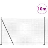  Ograda s lancem s 7 postolja s flanšama 1.6x10 m Galvanizirani čelik | shoptok.hr