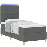 vidaXL Krevet s podnicom i madracem & LED Tamnosiva 90x190 cm Tkanina | shoptok.hr