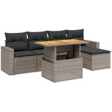 Maison Chic Seti vrtnega pohištva - Vrtna garnitura - Vrtni pohištvo set 6-delna z blazinami siv poli ratan, (21805806) | Shoptok.si