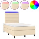  Box spring postelja z vzmetnico LED krem 120x190 cm blago | Shoptok.si