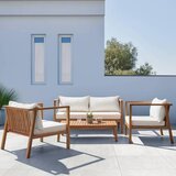 Bessagi Garden lounge garnitura pia, naravna barva, akacija, 4-Delno | Shoptok.si