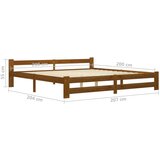  Posteljni okvir medeno rjav iz trdne borovine 200x200 cm, (20648593) | Shoptok.si