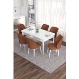 Hanah home Eva - White, Tile Red WhiteTile Red Extendable Dining Table & Chairs Set (7 Pieces) | ePonuda.com