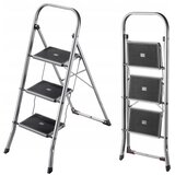 KADAX Gospodinjska lestev, 3-stopenjska zložljiva jeklena lestev, 150 kg, trdna, (5000356997) | Shoptok.si