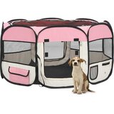  Zložljiva pasja ograjica s torbo roza 125x125x61 cm | Shoptok.si