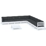  Vrtna sedežna garnitura 10-delna z blazinami bela borovina, (20760919) | Shoptok.si