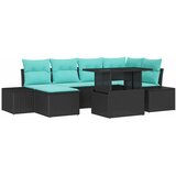 vidaXL Vrtna sedežna garnitura z blazino 7 pcs Črna Turkizna, (5000022098) | Shoptok.si