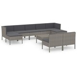 Maison Chic Seti vrtnega pohištva - Vrtna garnitura - Vrtni pohištvo set 10-delna z blazinami poli ratan siva, (21812220) | Shoptok.si