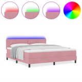 Box Spring Krevet s Madracem &amp LED Ružičasta 180x200 cm Baršun | shoptok.hr