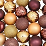  Set božićnih kuglica 50 kom. Smeđa i zlatna 8 cm Polistiren | shoptok.hr
