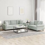  2-dijelni set sofa s jastucima svjetlosivi baršunasti | shoptok.hr