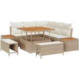 vidaXL Vrtna sedežna garnitura 8 pcs Bež poli ratan, (5000142962) | Shoptok.si