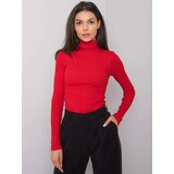 Fashion Hunters RUE PARIS Ladies' red, ribbed turtleneck | ePonuda.com