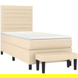  Box spring postelja z vzmetnico krem 100x200 cm blago, (20895591) | Shoptok.si