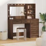 vidaXL Set toaletnog stola s LED svjetlom, 2 komada, crni hrast | shoptok.hr