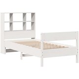 vidaXL Krevet s regalom za knjige bez madraca bijeli 90x200cm borovina | shoptok.hr