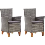 vidaXL Vrtne stolice s jastucima 2 kom od poliratana sive