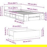 vidaXL Posteljni okvir s predalom rjavi hrast 75x190 cm inž. les | Shoptok.si