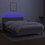  Krevet box spring s madracem LED svjetlosivi 140x200 cm tkanina | shoptok.hr