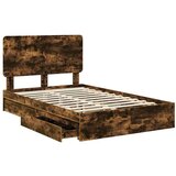  Postelja s shranjevanjem z vzglavjem Dimljeni oreh 135 x 190 cm, (5000106174) | Shoptok.si
