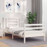 vidaXL Posteljni okvir z vzglavjem bel 90x200 cm trden les | Shoptok.si