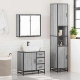 vidaXL 3-dijelni set kupaonskog namještaja siva boja hrasta drveni | shoptok.hr