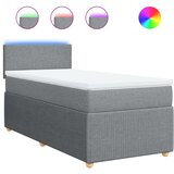 vidaXL Box spring postelja z vzmetnico svetlo siv 100x200 cm blago | Shoptok.si