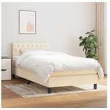  Box spring postelja z vzmetnico krem 90x200 cm blago | Shoptok.si