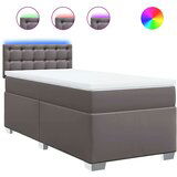 vidaXL Box spring postelja z vzmetnico siva 100x200 cm umetno usnje, (21321281) | Shoptok.si
