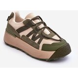 Kesi Women's suede sports shoes on the platform beige-green Rohan