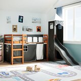 vidaXL Otroški pograd s tunelom bel in črn 90x200 cm trdna borovina Cene