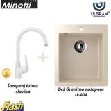 Granitna sudopera kvadratna BEŽ i Slavina - Minotti i ULGRAN U-404-328