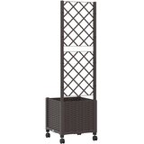  Vrtni saksija s rešetkom i kotačima Smeđa 40 x 40 x 146 cm PP | shoptok.hr