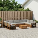  Set vanjskih sofa 10 kom. Prirodna i svjetlosiva Smeđa | shoptok.hr