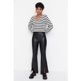 Trendyol Black Flare Flare Woven Faux Leather Cuff Detail Trousers | Eponuda.ba
