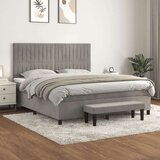  Box spring postelja z vzmetnico svetlo siva 160x200 cm žamet, (20900351) Cene