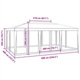 Šator za zabave s 10 mrežastih bočnih zidova crveni 6x4 m HDPE | shoptok.hr
