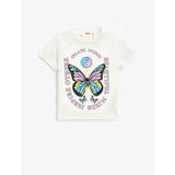 Koton Butterfly Printed Cotton T-Shirt Short Sleeve Crew Neck Cene