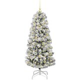 vidaXL Umjetno božićno drvce s nogom Zelena i bijela 150 cm PVC | shoptok.hr