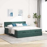  Otomanski posteljni okvir z vzmetnicami zelen 200x200cm žamet, (21873205) | Shoptok.si