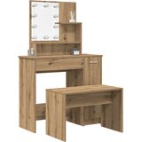  Toaletni stolić s LED-om Artisan hrastovinom izrađenim drvom Smeđa 86.5 x 35 x 136 cm | Shoptok.si