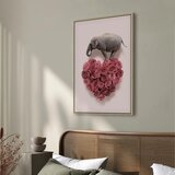  Slika - Elephant Lover (1-part) - Elephant Amid Pink Flowers 80x120 U prirodnom drvenom okviru | shoptok.hr