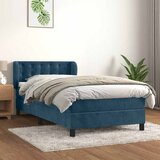 Box spring krevet s madracem tamnoplavi 90x200 cm baršunasti | shoptok.hr