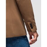 Ombre Men's knitted jacket with a fitted cut - light brown | Shoptok.si