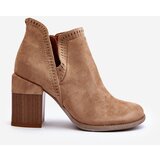 Boto Ankle Boots on Chunky Heel with Cutout Light Beige Jolnima | Shoptok.si