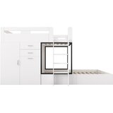 Möbrio Večnamenska pogradna postelja - 2x90x200 cm - z garderobo in drsno mizo - bela, (22060353) Cene