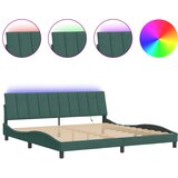 vidaXL Okvir kreveta s LED svjetlima tamnozeleni 200x200 cm baršunasti | shoptok.hr