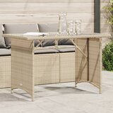vidaXL Vrtna miza s stekleno ploščo bež 110x68x70 cm poli ratan | Shoptok.si